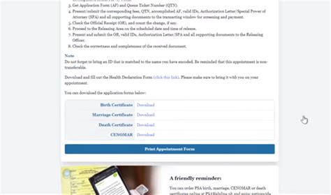 psa online appointment for cenomar